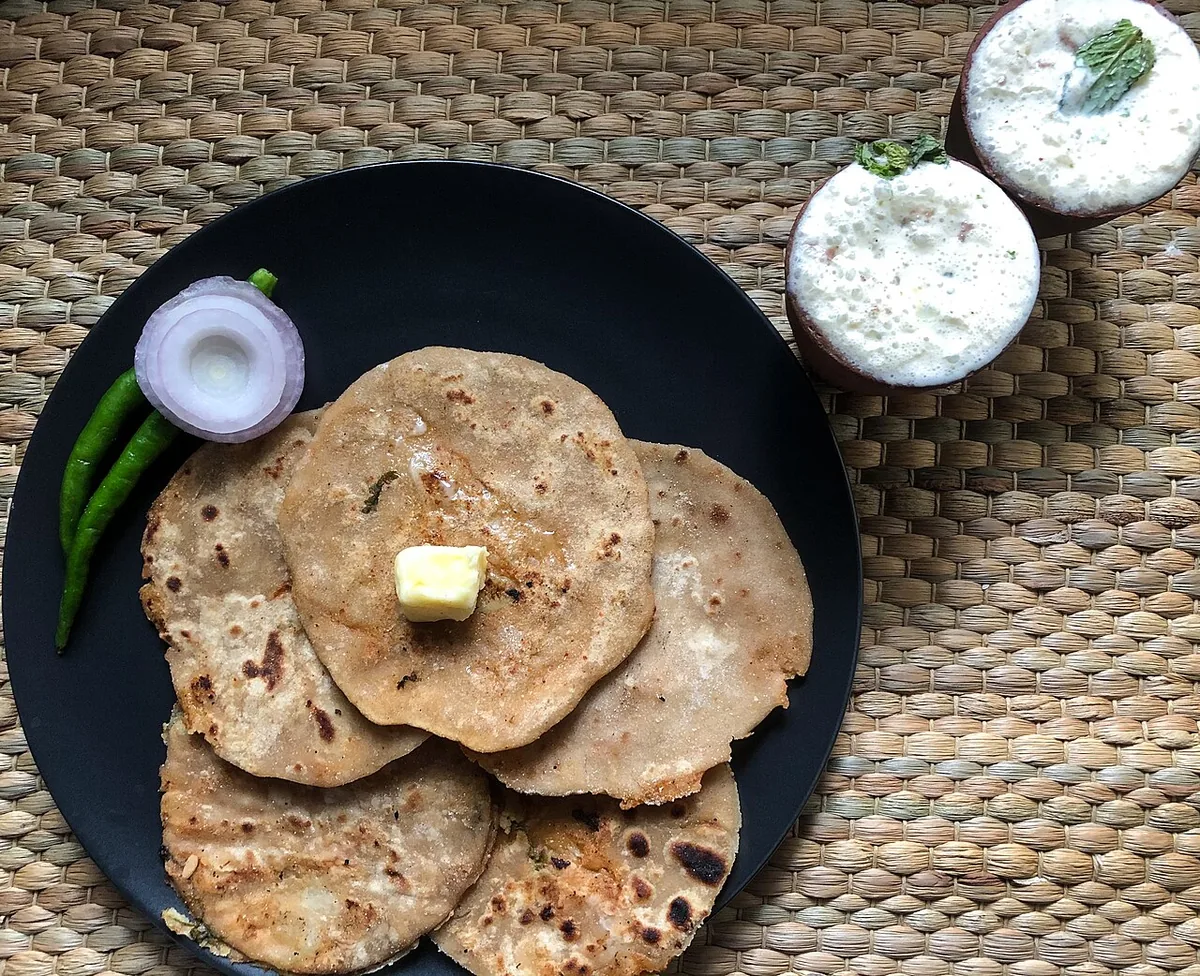 Crispy golden paratha fried in desi ghee